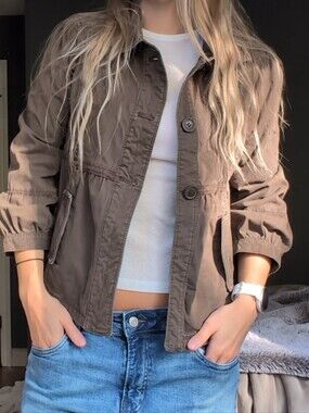 Abercrombie & Fitch New York Sz M Vintage Y2K Cinched Utility Jacket Brown
